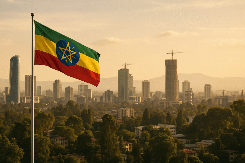 Addis ababa skyline at dusk