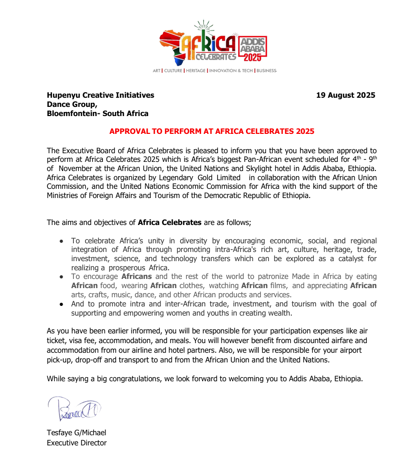 Parys Arts Group Aims to Showcase South Africa at Africa’s Top Cultural Festival Parys Arts Group Aims to Showcase South Africa at Africa’s Top Cultural Festival
